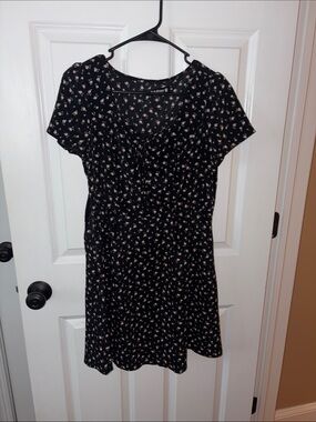 Allegra K Black Dress with Pink Floral Print